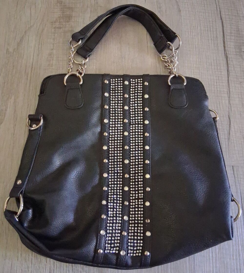 Vintage Maurices black faux-leather shoulder bag/tote like new